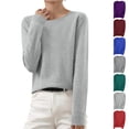 thumbnail image 1 of Lcziwo Warm Sweaters for Women Crew Neck Long Sleeve Cotton Knit Pullover Casual Fall Winter Soft Basic Tops Orange,L, 1 of 7
