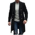 thumbnail image 1 of Lcziwo Winter Trench Coat Men Notched Collar Double-Breasted Top Coat Mid-Length Wool Blend Overcoat Casual Business Classic Jackets for Men Black,S, 1 of 8