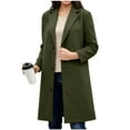 thumbnail image 1 of Lcziwo Winter Trench Coat Women Single Breasted Thicken Wool Peacoat Notched Lapel Collar Lining Jackets Mid Long Casual Loose Outerwear Fall Warm Coat 2025 Army Green,XL, 1 of 3