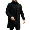 thumbnail image 1 of Lcziwo Winter Trench Coat for Men Single Breasted Notch Lapel Pea Coat Wool Blend Medium Length Overcoat Classic Business Casual Top Coat Black,M, 1 of 7