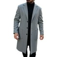 thumbnail image 1 of Lcziwo Winter Trench Coat for Men Single Breasted Notch Lapel Pea Coat Wool Blend Medium Length Overcoat Classic Business Casual Top Coat Gray,XL, 1 of 7