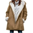 thumbnail image 1 of Lcziwo Women Fleece Zip Up Jacket Long Sleeve Horn Buckle Hoodies Coats Thickening Casual Long Sweatshirts Fall Winter 2025 Jackets with Pockets Khaki,L, 1 of 6