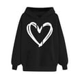thumbnail image 1 of Lcziwo Women Graphic Hoodie Heart Print Long Sleeve Tops Drawstring Pullover Casual Winter Sweatshirts with Pockets Black,XXL, 1 of 5