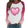 thumbnail image 1 of Lcziwo Women Plus Valentine Sweatshirt Raglan Long Sleeve Round Neck Pullover Heart Graphic Oversized Casual Tops 2025 Multicolor,XXXXXL, 1 of 5