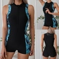 thumbnail image 1 of Lcziwo Women Printed Athletic Swimsuit Boyleg One Piece Sporty Swimwear Sleeveless Casual Modest Bathing Suit Black,M, 1 of 9