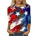 thumbnail image 1 of Lcziwo Women's 4th of July Shirt Casual Trendy Summer 2025 Shirts American Flag Patriotic Tunic Tops 3/4 Sleeve Round Neck Comfy Blouses Camouflage,L, 1 of 5