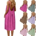 thumbnail image 1 of Lcziwo Women's Casual Loose Backless Cami Dress Eyelet Spaghetti Strap Lounge Dress Summer Beach Vacation Sundress Hot Pink,XXL, 1 of 7