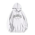 thumbnail image 1 of Lcziwo Women's Cute Print Hoodies Casual Winter Pullover Sweatshirts Long Sleeve Drawstring Letter Print Tops with Pockets White,S, 1 of 6