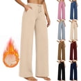thumbnail image 1 of Lcziwo Women's Fleece Yoga Pants Drawstring Wide Leg Casual Soft Trousers Workout Fitness Work Thermal Pants with Pockets Blue,XL, 1 of 9