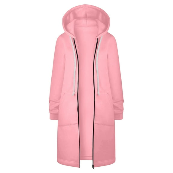 Lcziwo Women's Fleece Zip Up Jacket Drawstring Hoodies Coats Long Sleeve Fall Winter Warm Jackets Thickening Casual 2025 Sweatshirts with Pockets Hot Pink,S