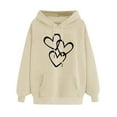 thumbnail image 1 of Lcziwo Women's Graphic Hoodies Casual Winter Pullover Sweatshirts Long Sleeve Drawstring Heart Print Tops with Pockets Khaki,S, 1 of 4