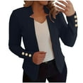 thumbnail image 1 of Lcziwo Women's Plus Size Blazer Plain Button Open Front Outerwear Long Sleeve Notch Collar Jackets Business Office Work Blazer 2025 Navy,XXL, 1 of 5