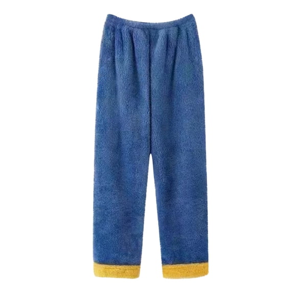 Lcziwo Women's Solid Fuzzy Pajama Pants Warm Plush Elastic Waist Loungewear Lightweight Fleece Pj Bottoms Blue,XL