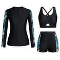 thumbnail image 1 of Lcziwo Women's Sun Protection Swimwear 3 Piece Long Sleeve Rash Guard Zip Up Built in Bra Swim Shirts with Boyshorts Black,L, 1 of 5