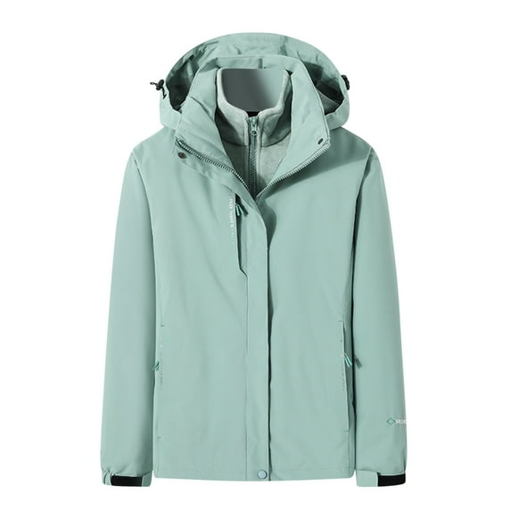 Lcziwo Women's Waterproof Jacket Solid Color Casual Trench Coats Outdoor Hiking Travel Climbing Mountaineering Suit Pockets Softshell 2025 Raincoats Mint Green,L