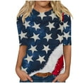 thumbnail image 1 of Lcziwo Womens 4th of July T Shirts Stars and Stripes Print Shirts 3/4 Length Sleeve Crew Neck Blouses Casual Dressy Summer 2025 Tunic Tees Red,XXL, 1 of 5