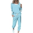 thumbnail image 1 of Lcziwo Womens Casual Sweatsuits 2 Piece Set Fall Spring Lounge Tracksuits Long Sleeve Jogging and Drawstring Pants Sweatsuits 2025 Light Blue,XXL, 1 of 5