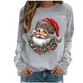 thumbnail image 1 of Lcziwo Womens Christmas Pullover Sweatshirt Long Sleeve Round Neck Loose Pullover Santa Print Xmas Party Holiday Tops Casual Trendy Fall 2025 Shirts Gray,S, 1 of 4