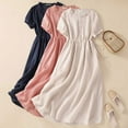 thumbnail image 1 of Lcziwo Womens Cotton Linen Dress Puff Short Sleeve Button Up Linen Maxi Dresses Drawstring Waist Flowy Summer Beach Sundress Beige,XL, 1 of 7