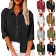 thumbnail image 1 of Lcziwo Womens Cotton Linen Side Split Tops Collared Button Down Gauze Shirts Long Sleeve Dressy Work Blouse with Pockets Gray,S, 1 of 7