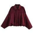 thumbnail image 1 of Lcziwo Womens Faux Suede Bomber Jacket Oversized Batwing Lapel Pilot Outerwear Long Sleeve Zip Up Cropped Coat Streetwear Wine,S, 1 of 6