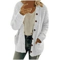 thumbnail image 1 of Lcziwo Womens Fleece Jackets Casual Trendy Winter Fall 2025 Outerwear Long Sleeve Button Down Jackets Cardigan Solid Color Pockets Coats White,S, 1 of 6
