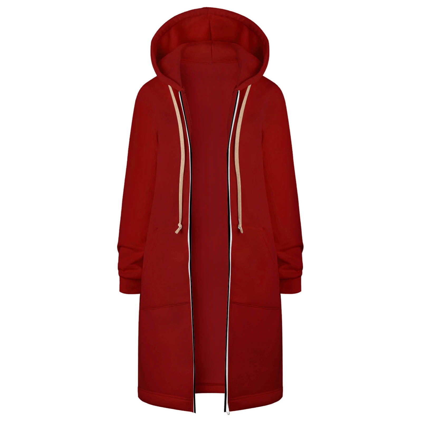 Lcziwo Womens Fleece Lined Hoodies Plus Size Baggy Long Coats Long