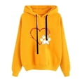 thumbnail image 1 of Lcziwo Womens Graphic Hooded Sweatshirt Long Sleeve Drawstring Pullover Valentines Cute Heart Print Tops Yellow,S, 1 of 2