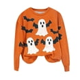 thumbnail image 1 of Lcziwo Womens Halloween Crewneck Sweatshirt Casual Fashion Fall 2025 Sweater Kawaii Ghost Graphic Soft Pullover Long Sleeve Spooky Season Tops Orange,S, 1 of 4