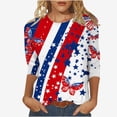 thumbnail image 1 of Lcziwo Womens July 4th T Shirt Stars and Stripes Print Shirts 3/4 Length Sleeve Crew Neck Blouses Casual Dressy Summer 2025 Tunic Tees Red,XXXL, 1 of 5