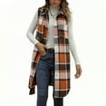 thumbnail image 1 of Lcziwo Womens Long Plaid Vest Flannel Sleeveless Button Up Jackets Lapel Casual Trendy Pockets Coat 2025 Fall Winter Outfits Orange,L, 1 of 5