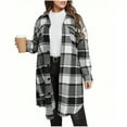 thumbnail image 1 of Lcziwo Womens Plaid Flannel Trench Coat Lounge Long Sleeve Soft Shacket Button Down Lounge Tartan Long Coat Pocketed Oversized 2025 Fall Winter Outerwear Black,S, 1 of 2
