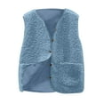thumbnail image 1 of Lcziwo Womens Plus Size Fleece Lined Vest Sleeveless V Neck Fuzzy Jacket Button Down Pockets Coats Casual Winter Warm Teddy Outerwear 2025 Light Blue,XXXXXL, 1 of 4