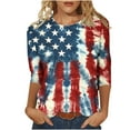 thumbnail image 1 of Lcziwo Womens Plus Size Patriotic Shirts American Flag Stars and Stripes Print Shirts 3/4 Sleeve Round Neck Tunic Tees Casual Dressy Summer 2025 Tops Multicolor,XXXXL, 1 of 5