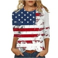 thumbnail image 1 of Lcziwo Womens Plus Size Red White Blue T Shirts 4th of July Patrioticprint Blouses 3/4 Sleeve Round Neck Comfy Shirts Casual Dressy Summer 2025 Tees Multicolor,XXXXXL, 1 of 5
