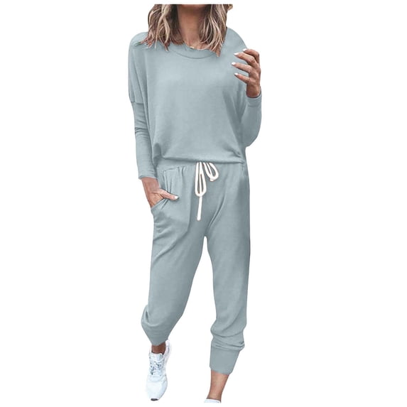 Lcziwo Womens Plus Sweatsuits 2 Piece Set Spring Autumn Plain Casual Tracksuits Long Sleeve Long Pants Sweatsuits Mint Green,XXXL