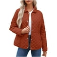 thumbnail image 1 of Lcziwo Womens Quilted Fall Coats 2025 Button Up Lapel Long Sleeve Outerwear Casual Loose Lightweight Winter Jackets Orange,M, 1 of 8