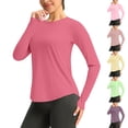 thumbnail image 1 of Lcziwo Womens Sun Protection Shirts Long Sleeve Crew Neck UPF 50+ Bathing Suits Workout Hiking Athletic Rash Guard with Thumb Hole Khaki,M, 1 of 9
