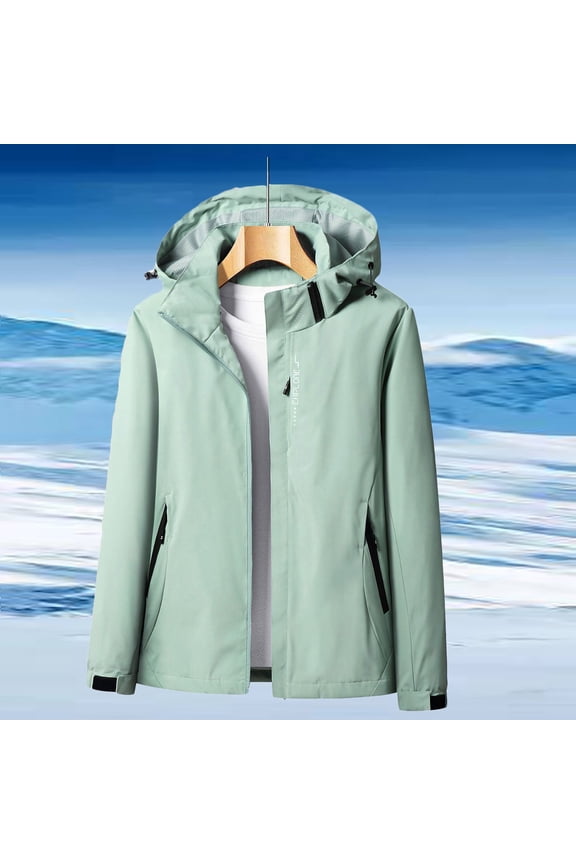 Womens Thin Winter Coat Waterproof Plain Hooded Jackets Long Sleeve Full Zip Jackets Outdoor Hiking Windbreaker Coats with Pockets 2025 4X-Large