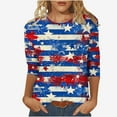thumbnail image 1 of Lcziwo Womens Tops 4th of July 3/4 Sleeve Crew Neck Blouses Red Blue and White Patriotic Print Shirts Casual Dressy Summer 2025 Tunic Tees Red,XXL, 1 of 5
