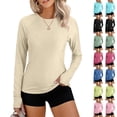 thumbnail image 1 of Lcziwo Womens UPF 50 Long Sleeve Tops Quilted Sun Protection Crew Neck Swimsuits Workout Hiking Athletic Rash Guard with Thumb Hole Blue,S, 1 of 8
