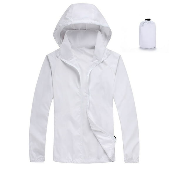 Lcziwo Womens UPF 50  Sun Protection Hoodie Jackets Full Zip Long Sleeve Plain Jackets Hiking Outdoor Lightweight Coats Hooded Pocketed Shirts 2025 White,M