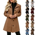 thumbnail image 1 of Lcziwo Womens Winter Peacoats Lapel Single Breasted Slim Fit Trench Coats Wool Business Casual Warm Outerwear with Pockets Brown,XXL, 1 of 9