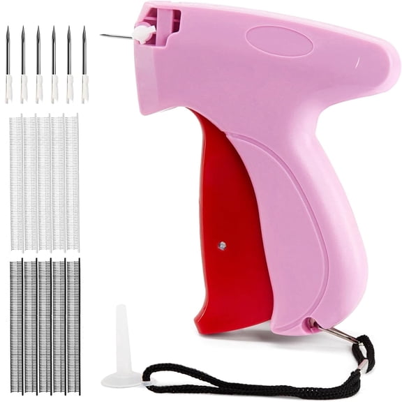 Ldnio Stitch Gun for Clothes - Mini Stitchy Gun Quick Clothing Fixer -Tagging Gun - Includes 5 Needle, 1000 Black & White Fasteners (Red)
