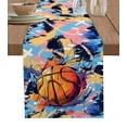thumbnail image 1 of Ldtrchee Abstract Basketball, Table Runner 48 Inches, Contemporary Rainbow Street Art Bed Runner Dresser Scarves Tabletop for Indoor Outdoor Parties/Ceremony/Banquet, 13" x 48", 1 of 8