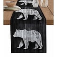 thumbnail image 1 of Ldtrchee Black White Bear Table Runner 72 Inches, Farmhouse Country Retro Wood Grain Bed Runner Dresser Scarves Tabletop for Indoor Outdoor Parties/Ceremony/Banquet, 13" x 72", 1 of 8