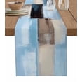 thumbnail image 1 of Ldtrchee Blue Brown Table Runner 48 Inches, Modern Abstract Art Geometric Bed Runner Dresser Scarves Tabletop for Indoor Outdoor Parties/Ceremony/Banquet, 13" x 48", 1 of 8