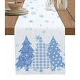 thumbnail image 1 of Ldtrchee Blue Christmas Table Runner 60 Inches, Blue Plaid Xmas Tree Snowflake Winter Bed Runner Dresser Scarves Tabletop for Indoor Outdoor Parties/Ceremony/Banquet, 13" x 60", 1 of 8