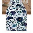 thumbnail image 1 of Ldtrchee Blue Flowers Table Runner 72 Inches, Abstract Retro Gradient Floral Plant Leaf Bed Runner Dresser Scarves Tabletop for Indoor Outdoor Parties/Ceremony/Banquet, 18" x 72", 1 of 8