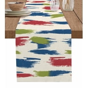 Ldtrchee Blue Red Green Table Runner 48 Inches, Abstract Smear Graffiti Art Paint Bed Runner Dresser Scarves Tabletop for Indoor Outdoor Parties/Ceremony/Banquet, 13" x 48"